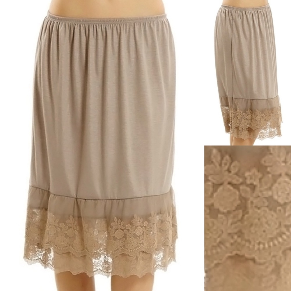 NWOT Tan Lace Trim Slip